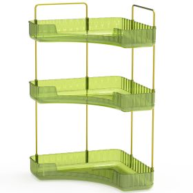 Bathroom Countertop Organizer 3 Tier Corner Makeup Storage Shelf Vanity Cosmetic Perfume Tray Clear Corner Rack for Bedroom Bathroom Kitchen (Option: 3Tier_Green)