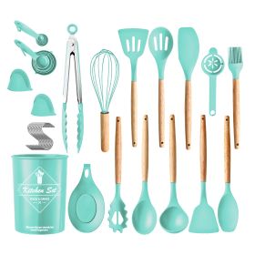 35Pcs Kitchen Cooking Utensils Set Spatula Set Baking Utensil Set Kitchen Accessories Necessities with Holder Egg Whisk Separator Tong Turner Spoons C (Option: (Green)