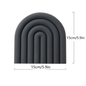 1pc Rainbow Silicone Heat Insulation Pad; Eco Friendly Soft Table Mat; Heat Resistant Silicone Trivets For Pots And Pans; Square Silicone Hot Pad (Color: Dark Gray)