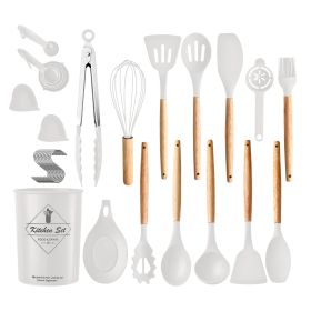 35Pcs Kitchen Cooking Utensils Set Spatula Set Baking Utensil Set Kitchen Accessories Necessities with Holder Egg Whisk Separator Tong Turner Spoons C (Option: (White)